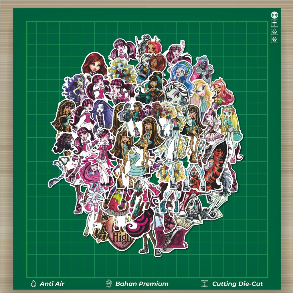 

HOT 50 PCS STIKER Monster High Series 1 Fashion Cars Decal Dingin Kartu Album Custom Vinyl Anti Air- Sticker Aesthetic Buku Journal Koper Casing HP Tablet Laptop Helm Motor Botol Minum