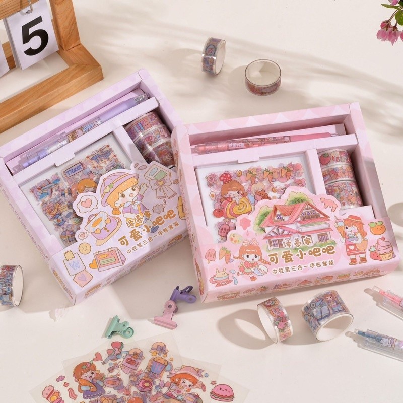 

TC (PERBOX) STIKER ROLL KOREA 2D SET BOX ROLL + WASHITAPE + PEN / STICKER ROLL KOREA 2D / WASHITAPE VIRAL