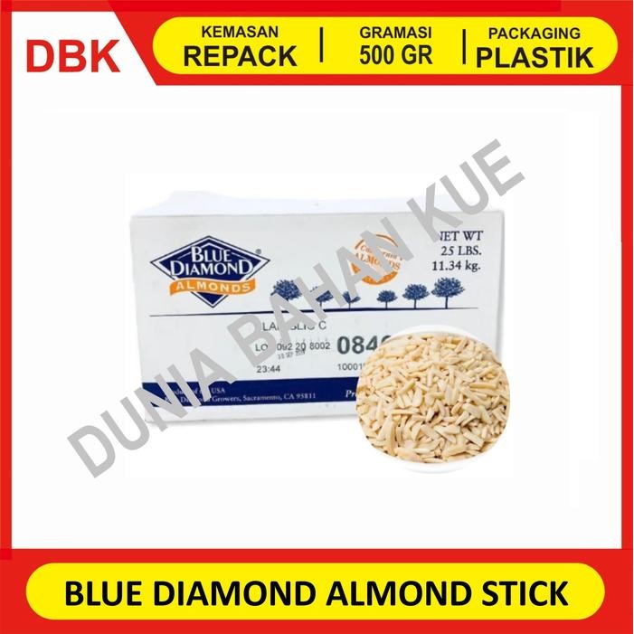 

BLUE DIAMOND ALMOND BLANCHED SLIVERED ALMOND STICK STIK POTONGAN KOREK - REPACK 500 GR