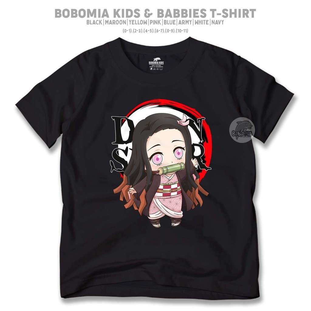 Kaos Anime Anak Nezuko Kimetsu No Yaiba Demon Slayer | Baju Distro Anak Bayi Remaja (0-10 Tahun) - A