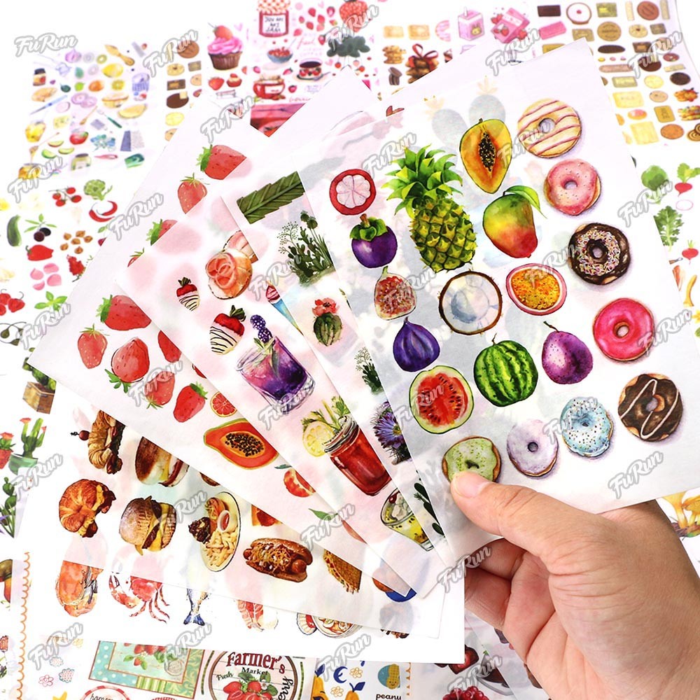 

4Sheets Fruit Stationery Stickers for Diary Strawberry Dessert Decorative Stickers Scrapbooking DIY Journal Notebook