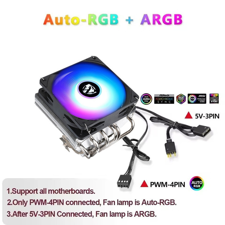 ICE Whale IW-6X ITX Air Cooling Radiator 6 Heat pipes CPU Cooler for LGA2011/1700/115X AM4 AM5 X79 X