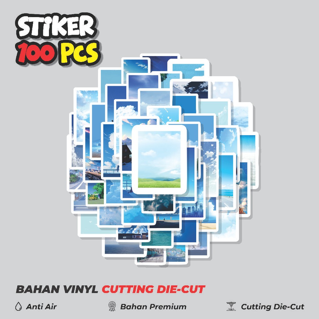 

Terbaru! 50 pcs Stiker Beautiful Blue Sky Poster Dekorasi Lucu Kreatif untuk Notebook, Skateboard, HP