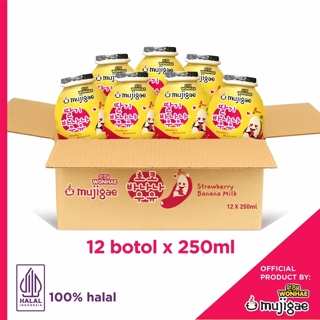 

PAKET ISI 12 - Mujigae by Wonhae Banana Milk Strawberry 250 mL