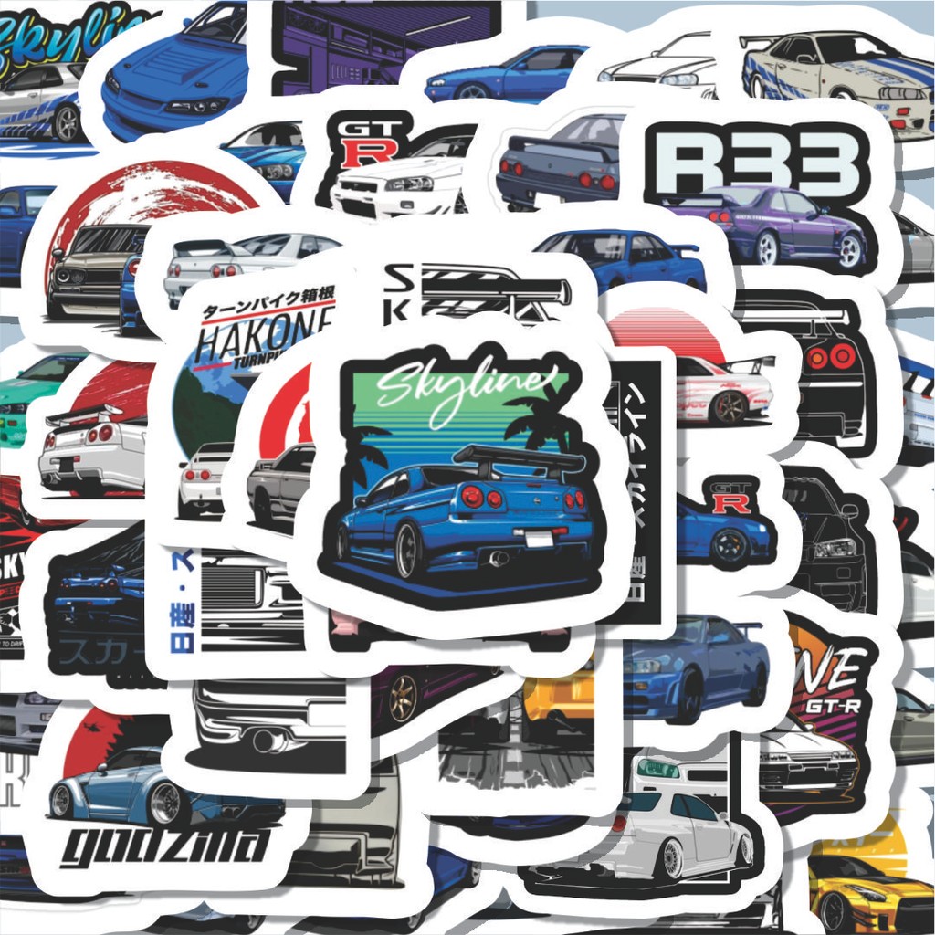

100PCS Lucu Stiker Skyline GTR Super Car Stiker Aesthetic Stiker Anti Air Stikers Berperekat Waterproof sticker decal buat Motor Helm Buku Journal Koper Casing HP Laptop Botol Minum Hadiah anak