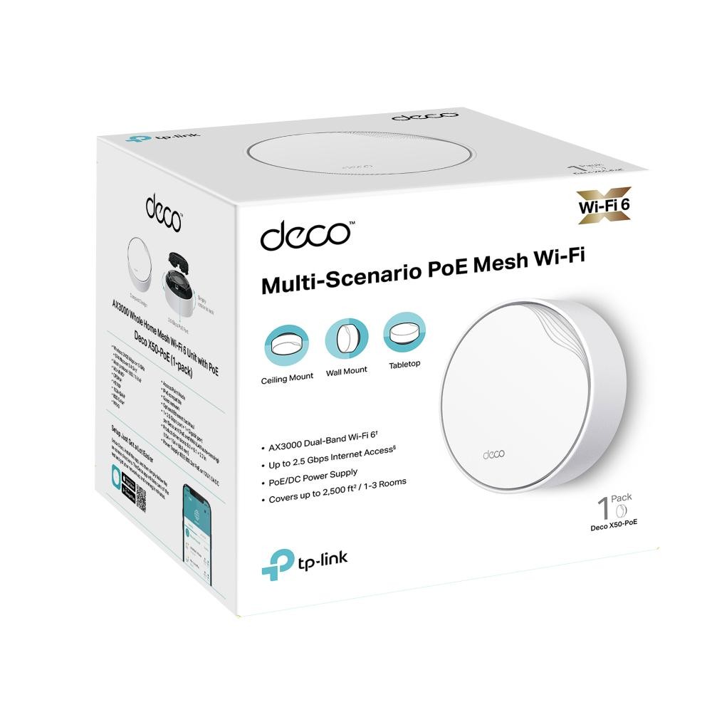 TP Link Deco X50-PoE - AX3000 Whole Home Mesh WiFi 6 System Router with PoE