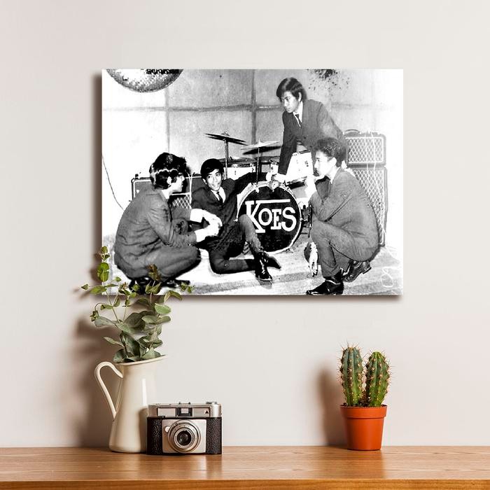 Poster Group Music Band Koes Plus 5 - Dekorasi Hiasan Dinding Kayu - S