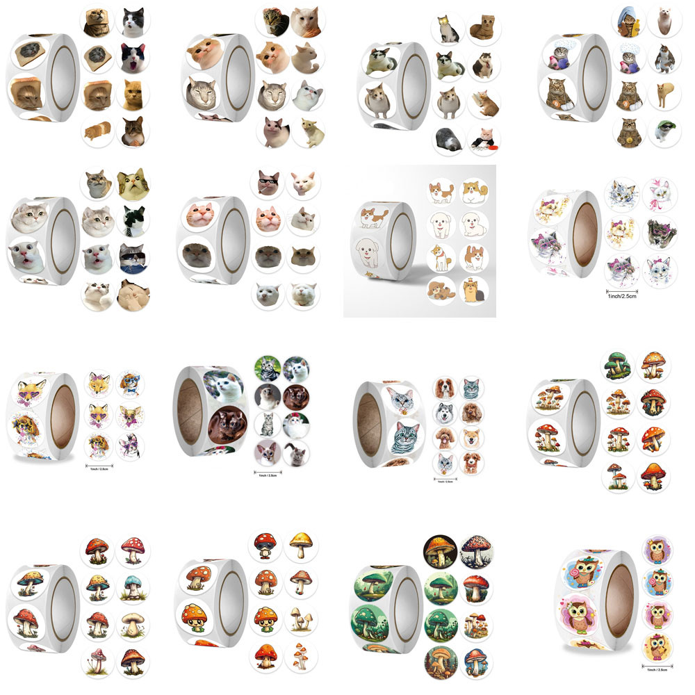 

50-500pcs Cute cat animal reward sticker NEW Kids' motivational stickers DIY Creative Friendly campus Office self-adhesive labe