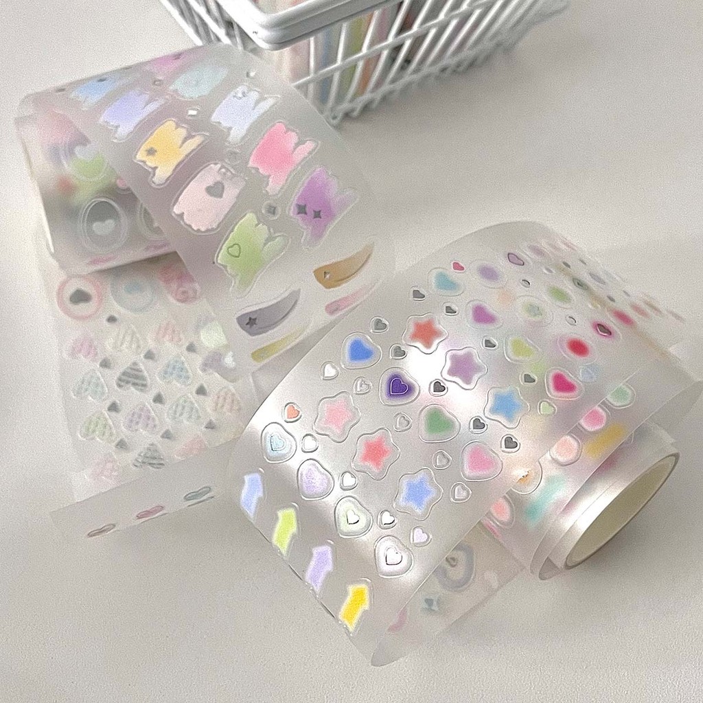 

Korean Style Stickers Gold Foil PET Sticker Tape Heart Star Elements Minimalist Scrapbook Journal DIY Craft Decor