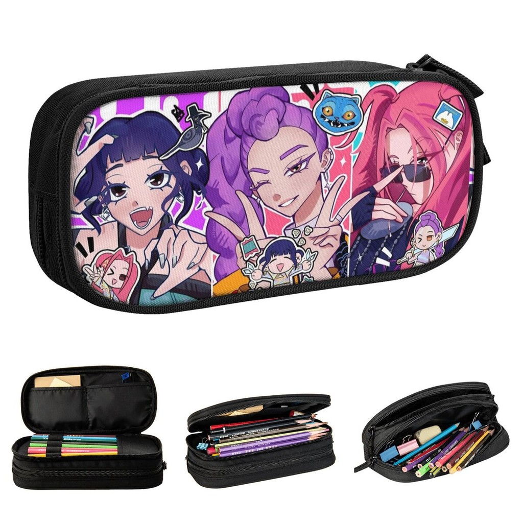

Cute HUNTRIX Pencil Cases Kpop Demon Hunters Pencil Pouch Pen Box for Student Big Capacity Bag Students School Gifts Stationery