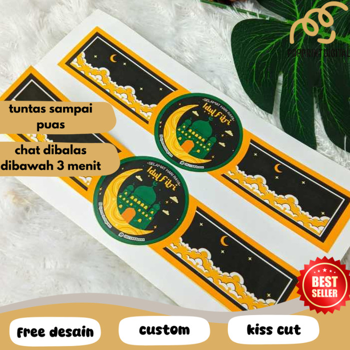

PpD Cetak Sticker Segel Bentuk Jam Tangan Idul Fitri Stiker Label Lebaran Ramadhan Custom
