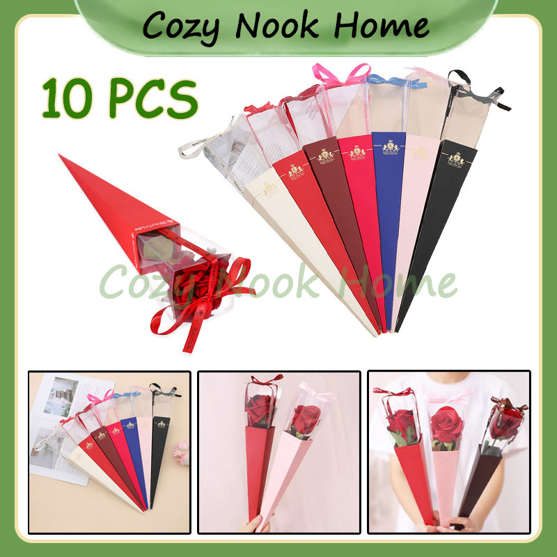 

10PCS Kertas Pembungkus Buket Satu Bunga Mawar / Single Rose Flower In Box Cone / Flower Wrap Wrapping