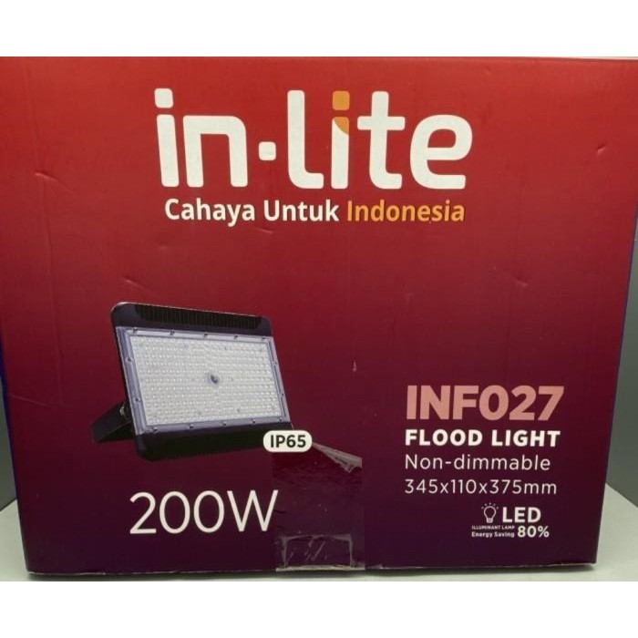 LAMPU SOROT INLITE 200WATT LED FLOOD LIGHT( warna putih ) - Putih - Putih