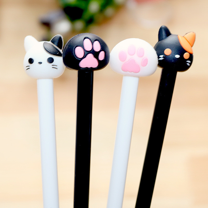 

4 Pcs Lytwtw's Cartoon Cat Claw Paw Kawaii Cute School Supply Office Stationery Gel Pen Handles Creative sweet black cat lovely