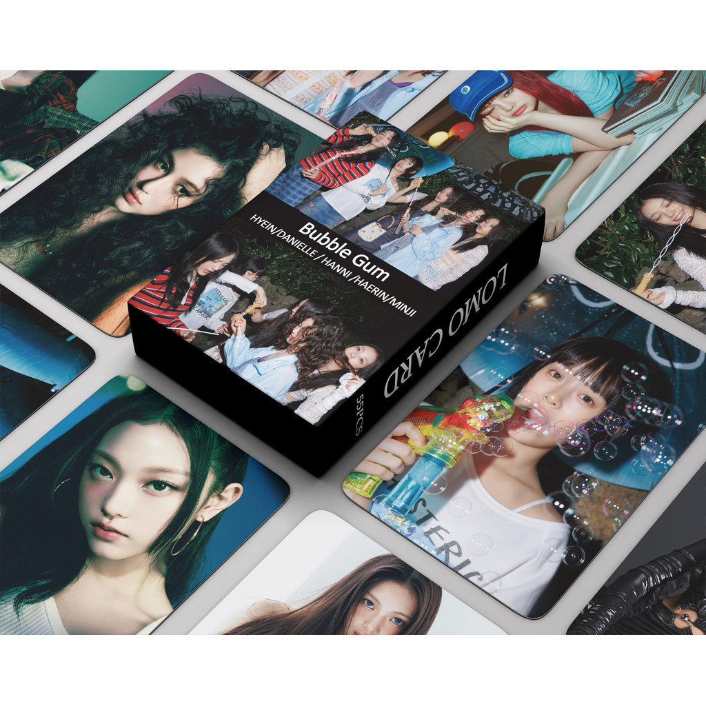 

55pcs/set Idol Girl Group New Album Bubble Gum Lomo Cards MINJI Hanni DanieIIe Hyein Haerin Photocards Fans Collection Card