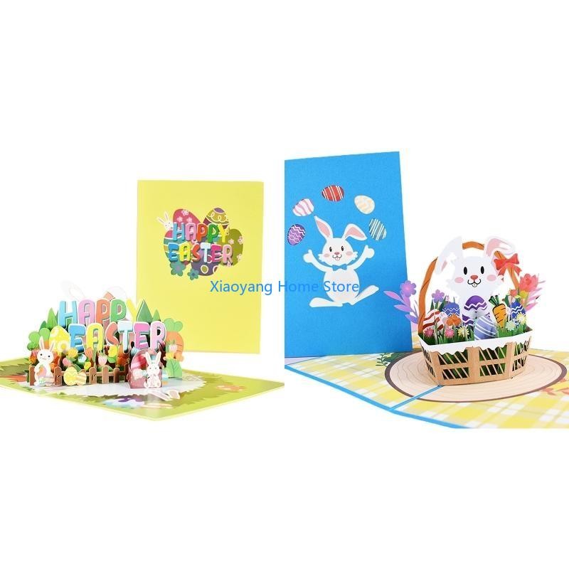 

Y8AA 3D for Pop Up Cards Happy Easter Greeting Cards Bunny Postcards with Envelope Gi