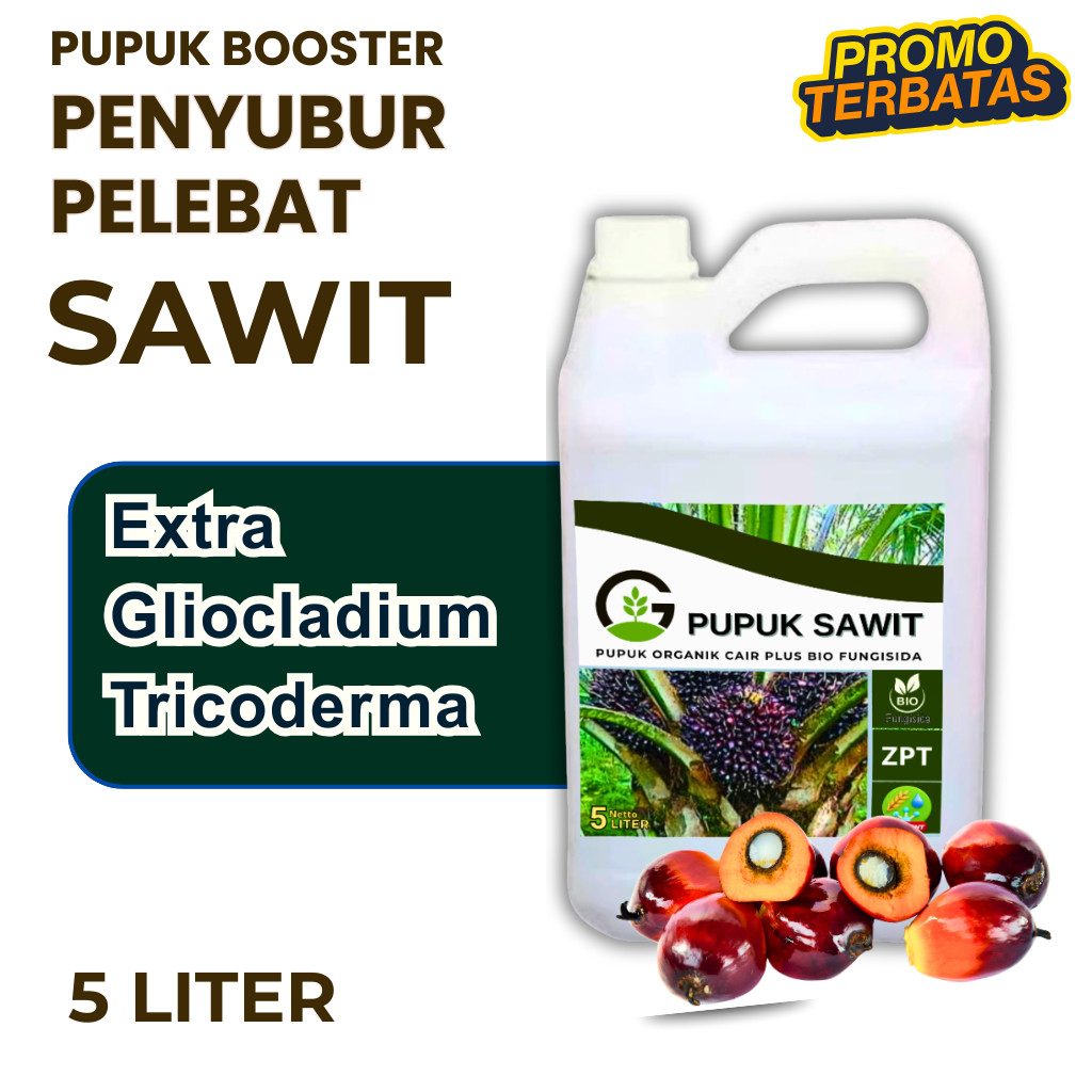 5Ltr - Pupuk Sawit agar Buah Lebat dan Berat Plus Biofungisida | Pupuk Pelebat Sawit Cepat Berbuah