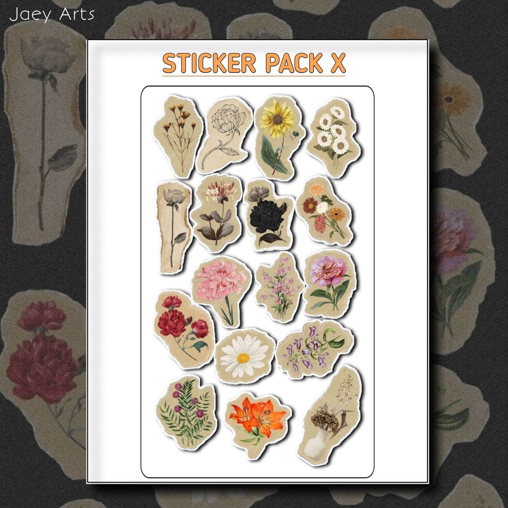 Stiker Pack Aesthetic Stiker Bunga Estetik Stiker Bunga Aesthetic 17 Pcs