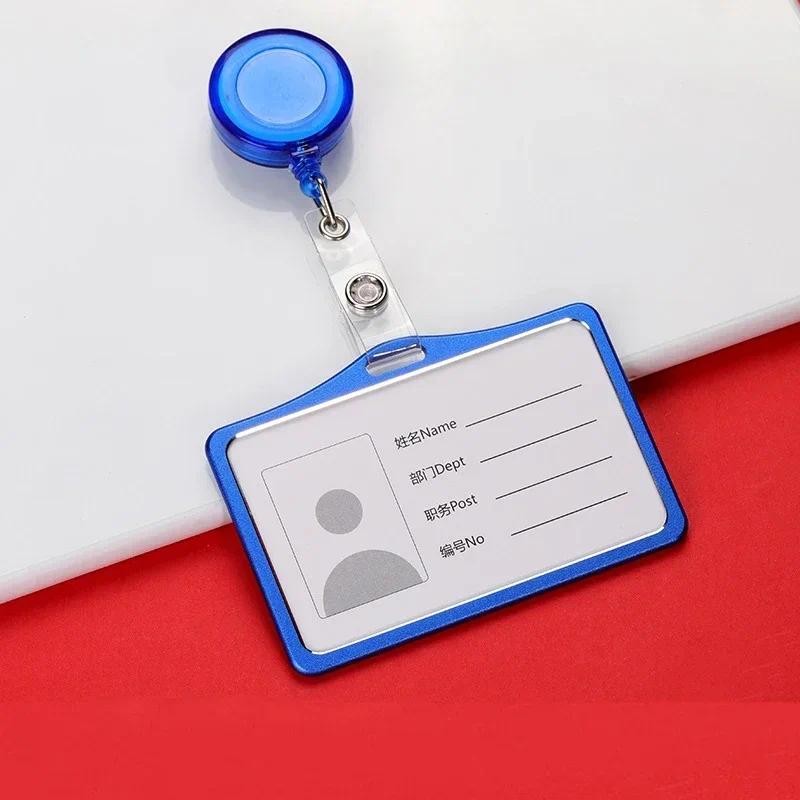 

Aluminum Alloy Work Name Card Holders Business Work Card ID Badge Lanyard Holder Metal ID Business Case with Retractable Reel