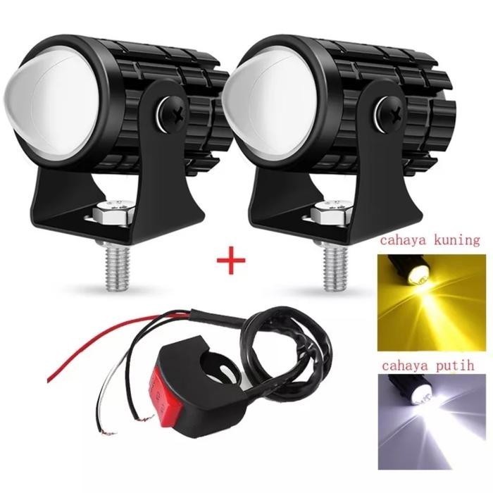 Lampu Tembak Laser Led Mini 2 Warna - Lampu Tembak Sorot Foglamp Mini D2 Laser Gun Car Motorcycle - 