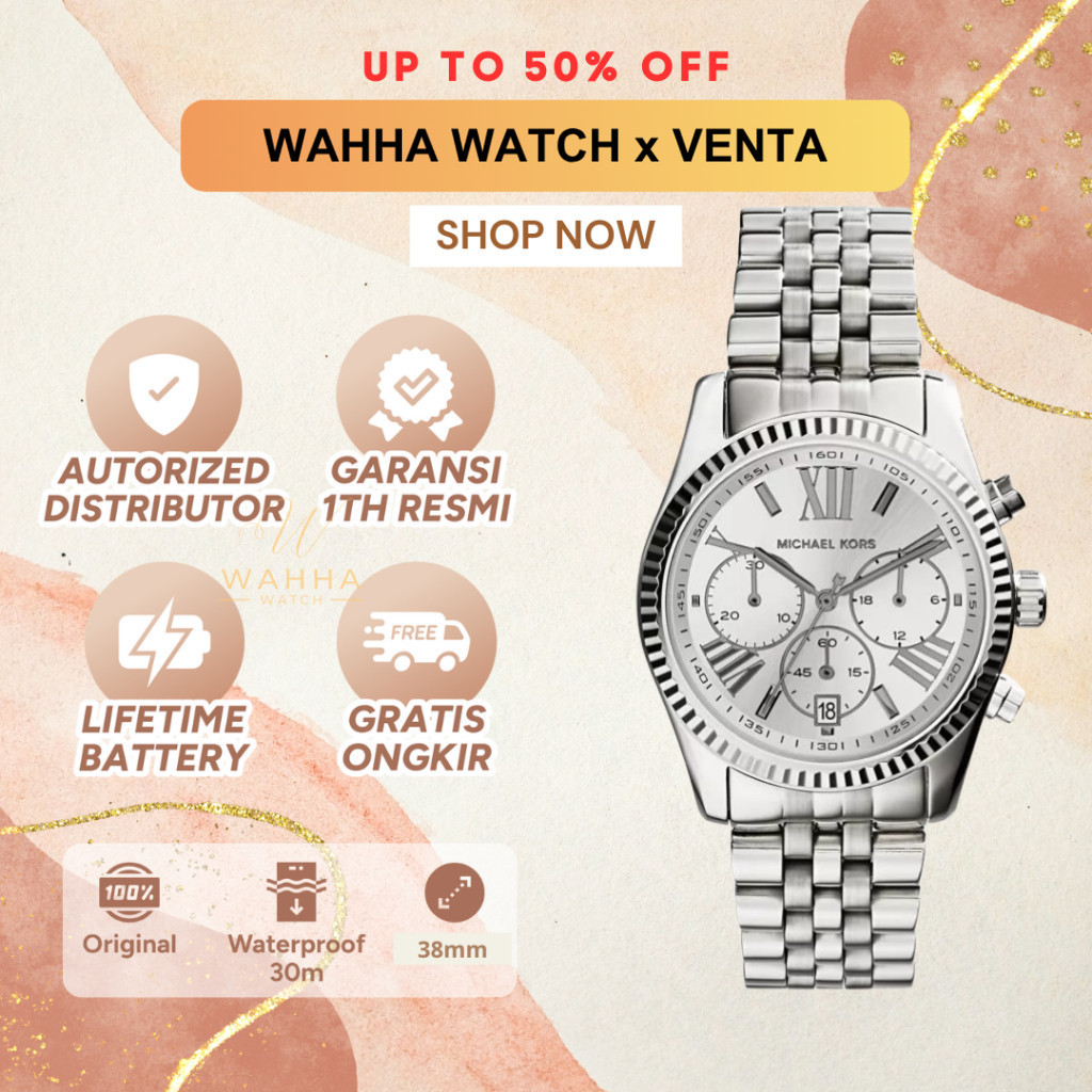 Jam Tangan  MK5555 Lexington Silver Dial Stainless Steel Women's Watch [BERGARANSI]