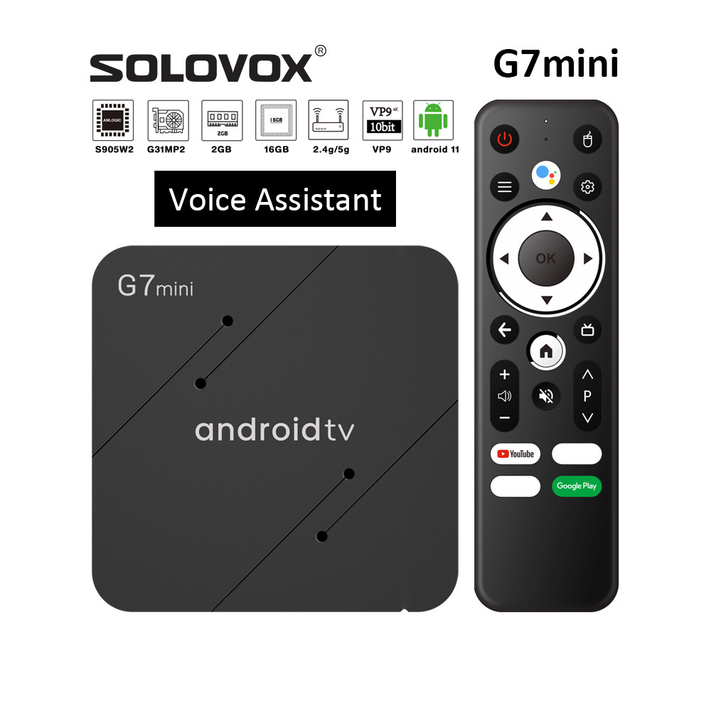 SOLOVOX G7mini Android 11 STB S905W2 Quad Core 2G 16GB WiFi Bluetooth Assistant Voice Control YouTub