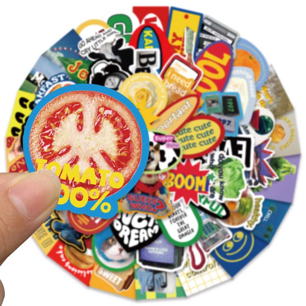 

60PCS Cool Ins Style Simple Retro Label Vinyl Waterproof Stickers for Water Bottle Laptop Skateboard Scrapbook Luggage Kids Toy