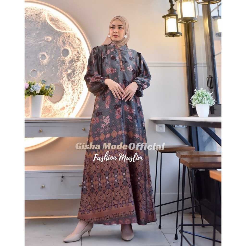 [BISA COD] RINJANI DRESS /GAMIS SILK PREMIUM MOTIF TERBARU WANITA MUSLIM BUNSUI JUMBO TERLARIS