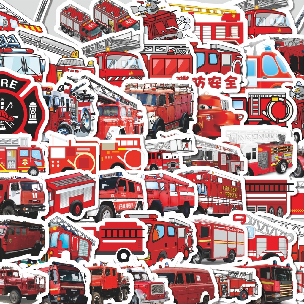 

Stiker Cutting Pack Stiker Truk Pemadam Kebakaran Isi 100Pcs Series Aesthetic Lucu Keren Untuk Koper Bahan Vynil