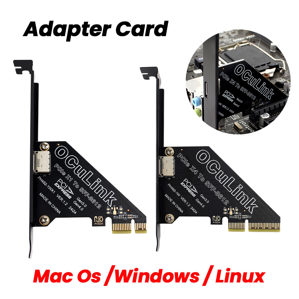 PCIe To SFF 8611&8612 Adapter Card PCIE External Oculink SFF-8612 Adapter PCle4.0 PCIe X4/X1 SSD To 