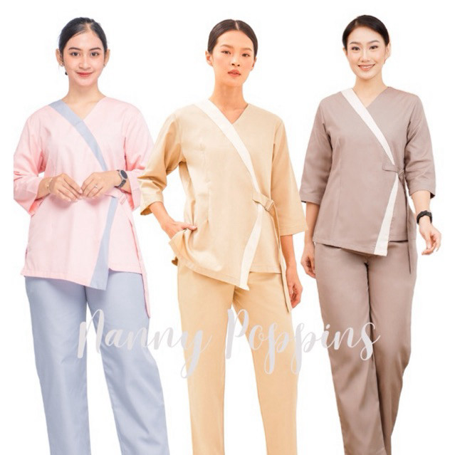 FLORENCE 7/8 Sleeves uniform/ seragam klinik/ baju suster/ nanny uniform/ spa hotel uniform