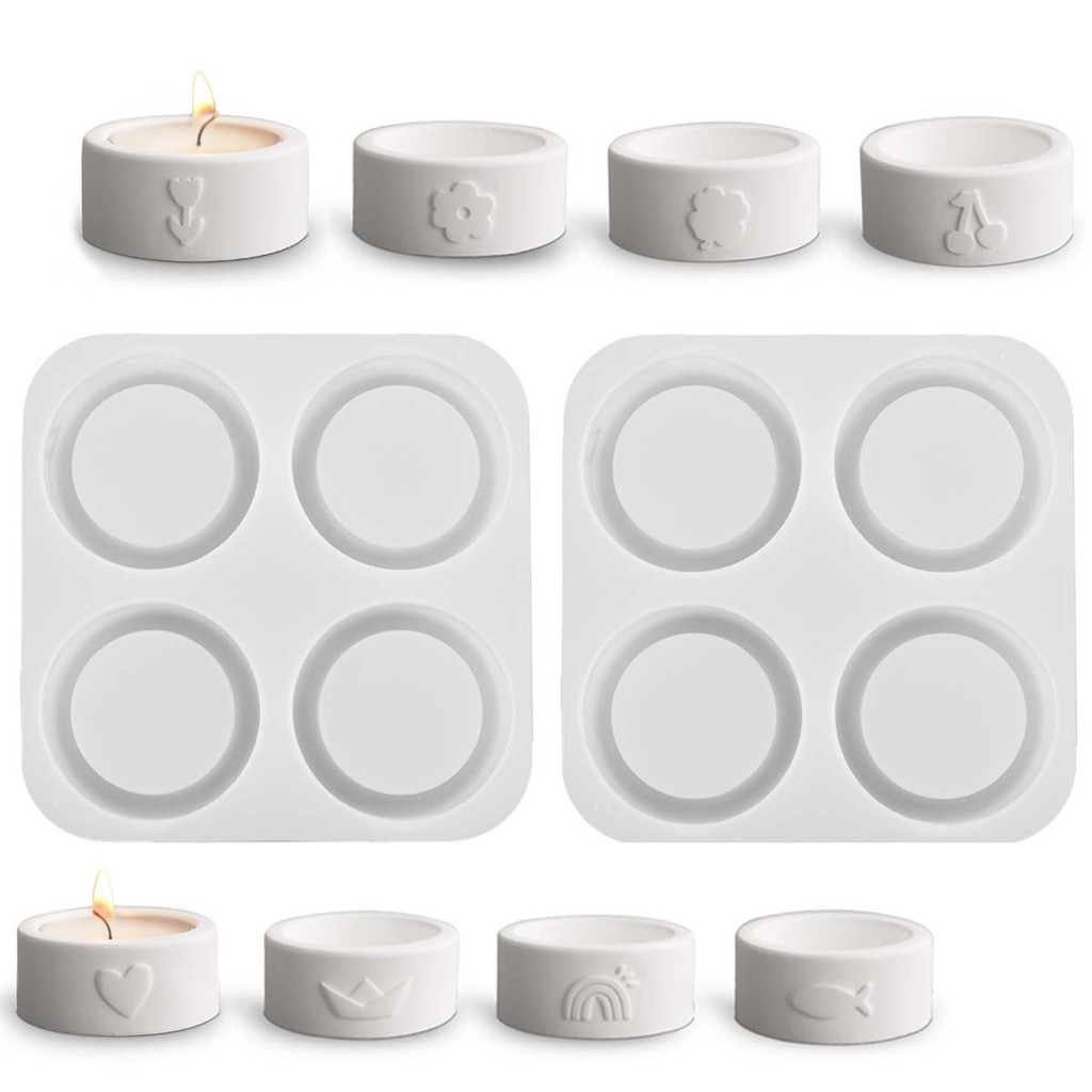 

round Candle Cup Silicone Mold DIY Handmade Heart Flower Tealight Candlestick Aromath Plaster Resin Craft Molds Home Decor