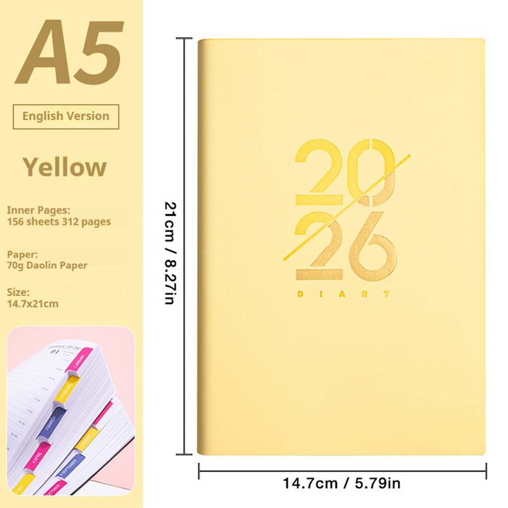 

[Whispers] 2026 Yearly/Monthly&Weekly Planner A5 English Schedule Agenda Daily Plan Notebook