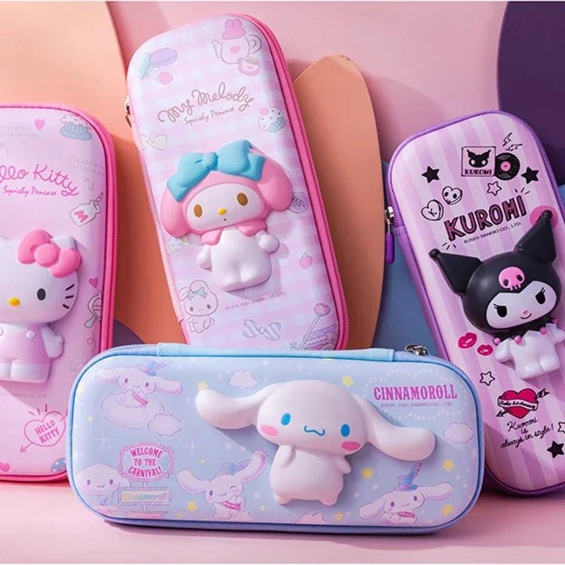 

New 5 styles Sanrio Mymelody Kuromi Cinnamoroll Pochacco Stationery Pencil Case Finger Press Pops Relieve Stress Student Pen Bag