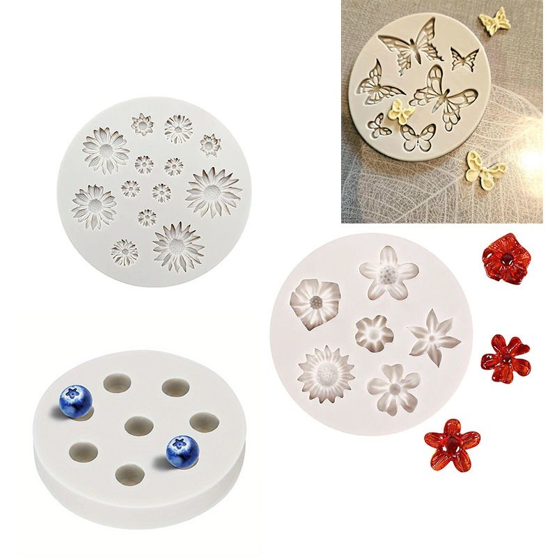 

Butterfly Floral Silicone Mold Set for Fondant Resin Crafts Versatile Mold Kit for Cake Decoration DIY Projects Baking Tools
