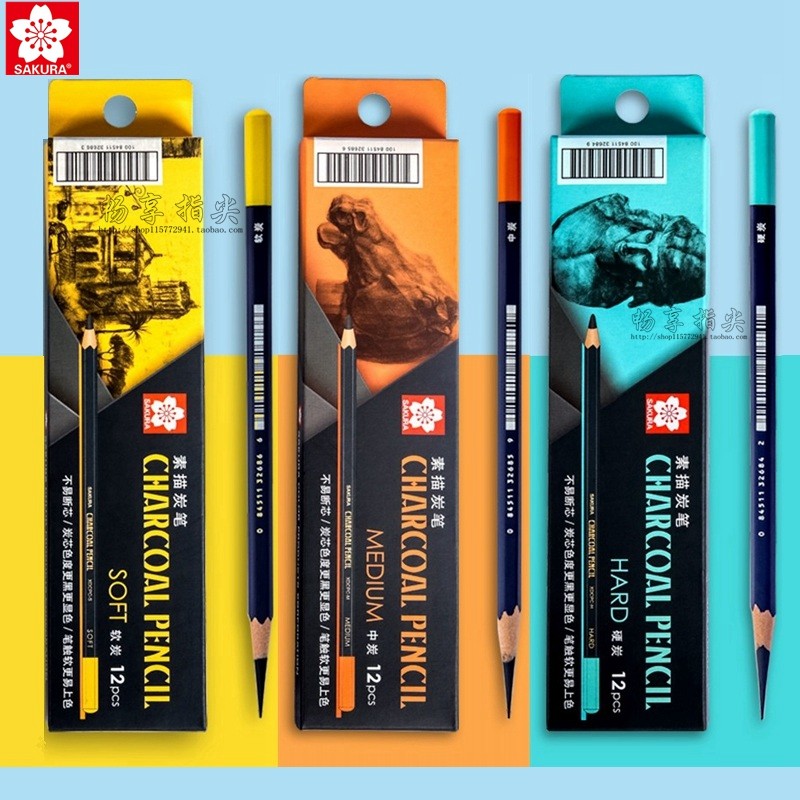 

Japanese SAKURA Charcoal Pencils Soft/Hard/Medium Sketching Pencils Anti-break Extra Super Soft Professional Sketching Pencils