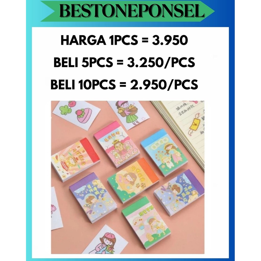 

BOP [24 Lembar] Stiker Buku Momo Kecil Mini VIRAL/ Sticker Note Washi Karakter Manga Anak