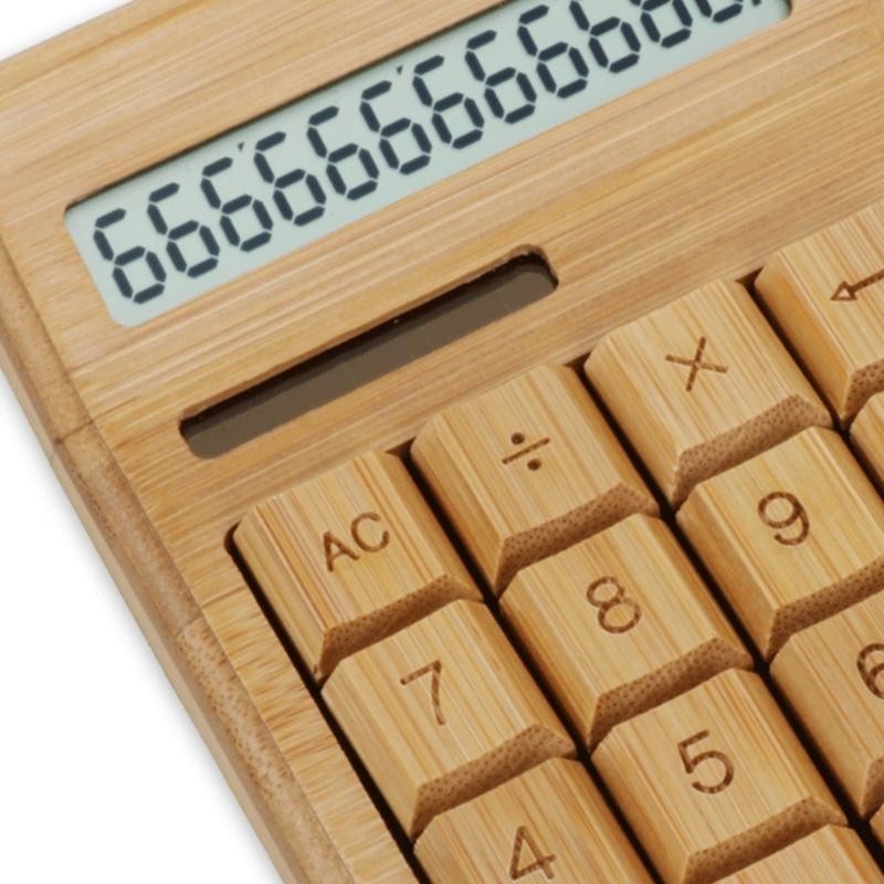

R58F 12 Digit Bamboo Office Calculator LCD Display School Special Christmas Gift