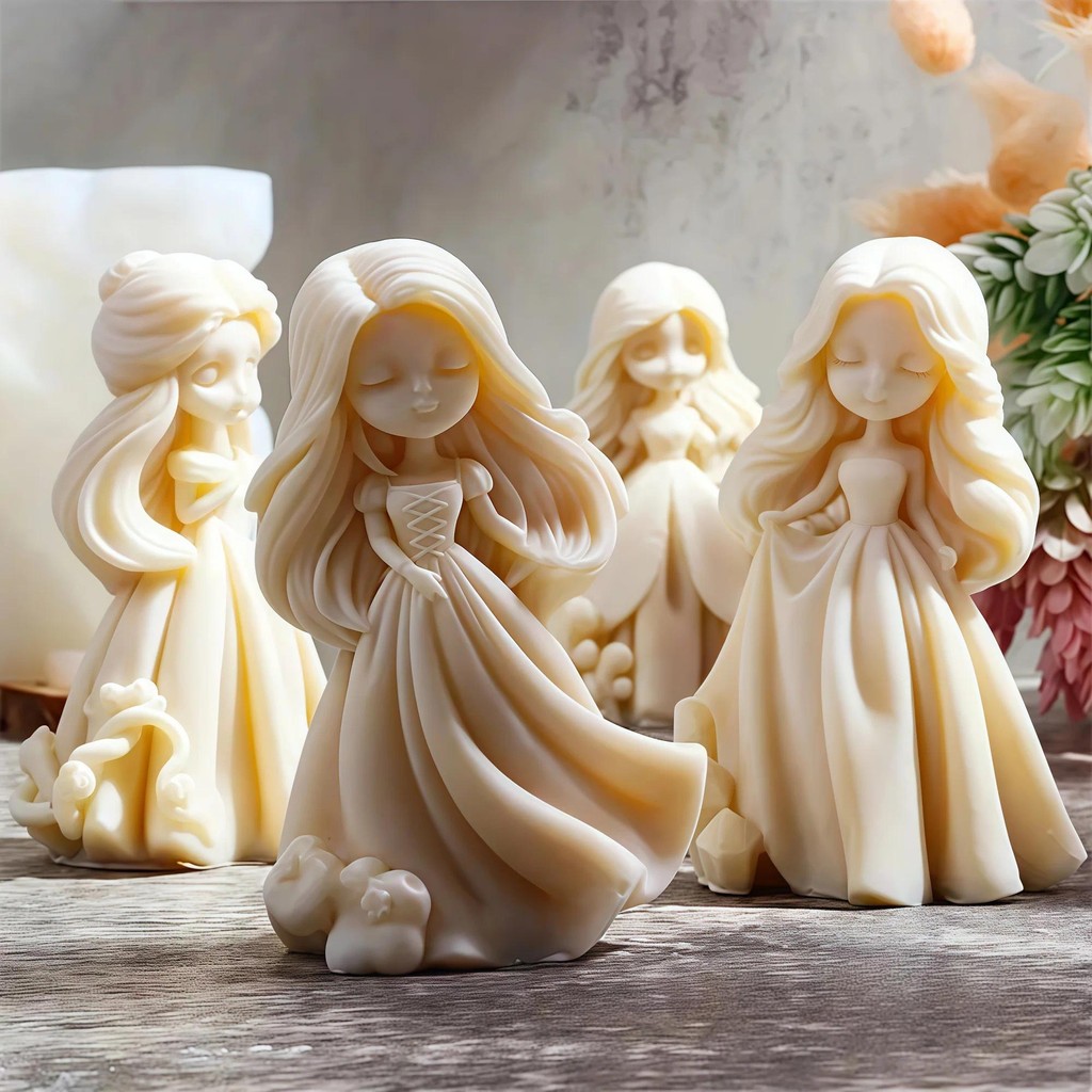 

3D Sweet Princess Doll Silicone Candle Mold DIY Cute Princess Soap Figurine Gypsum Epoxy Making Tools, Home Party Decor Gifts