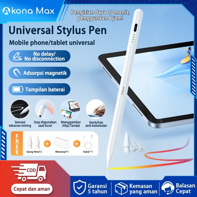 

Akona Stylus Pen Universal For Android Ipad Redmi Pad Se Samsung Tablet Hp Sentuhan Anti-Kecelakaan