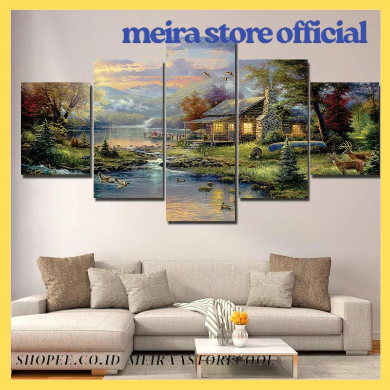 

No Framed 5Pcs Landscape Snow Sea Lake Wall Art Canvas Posters Pictures Paintings Home Decor Accessories Living Room Decoration