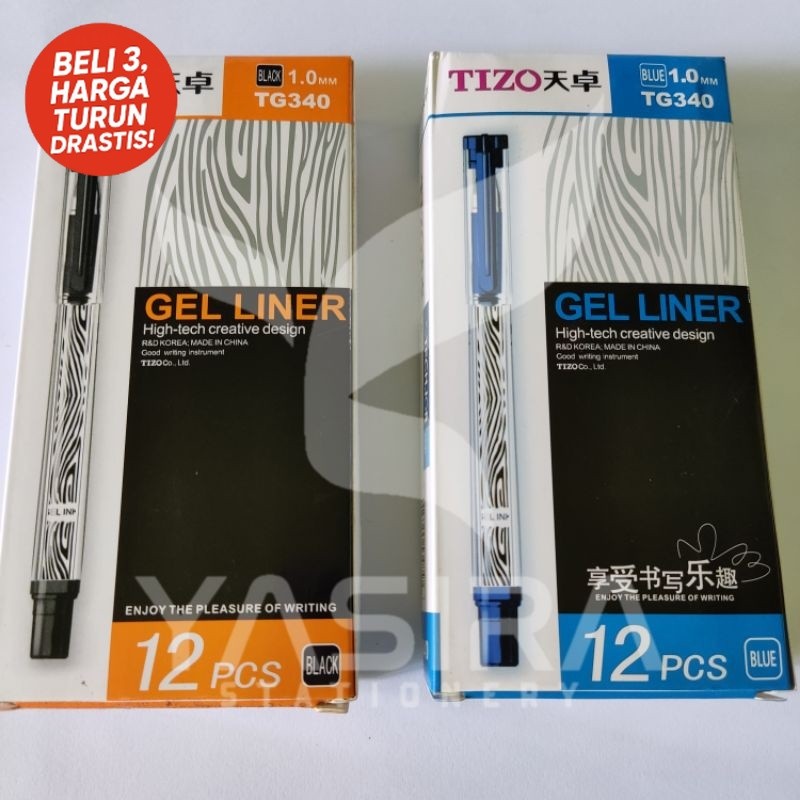 

SELUSIN 12 PCS Pulpen Gel Ink Pen Tizo Zebra TG340 1.0mm