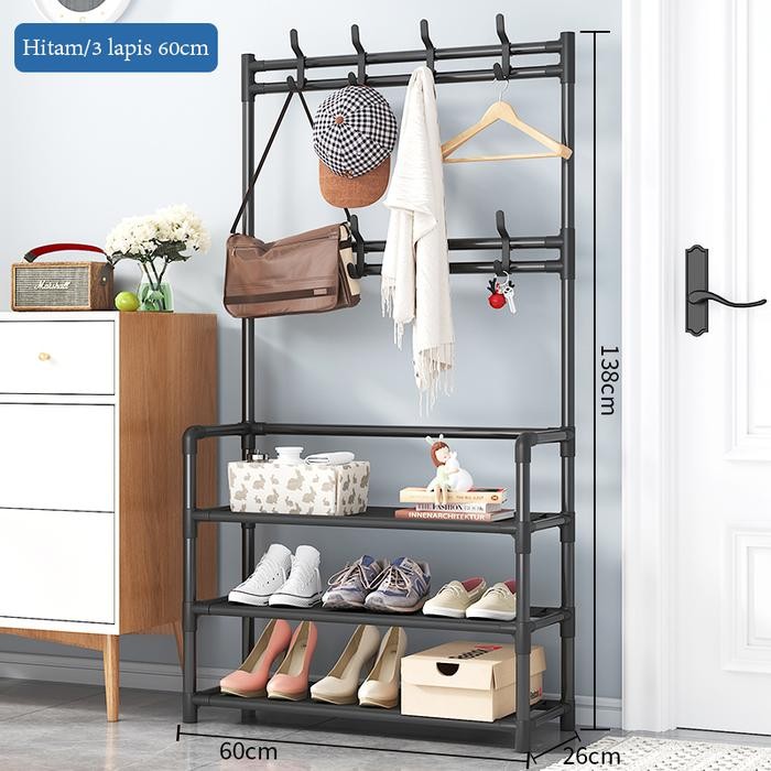 Y&T - RRak Baju Gantungan /Rak Jemuran Baju Hanger Tas Topi Putih Multifungsi rak sepatu 12 susun po