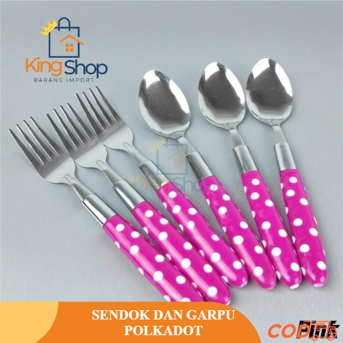 Sendok Garpu Polkadot Lusinan / Sendok Polkadot / Sendok Garpu Polkadot 12pcs