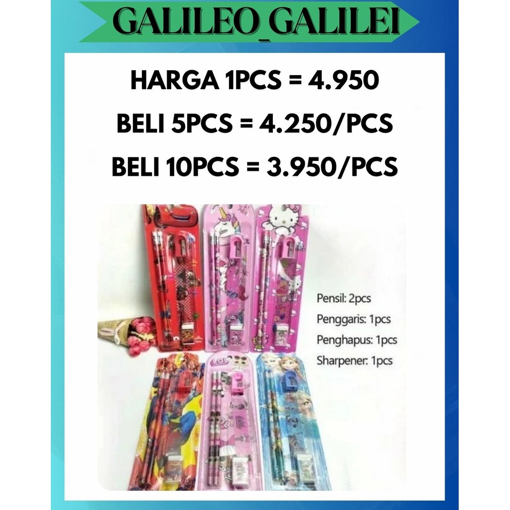 

GW SET ALAT TULIS SEKOLAH ANAK 5 in 1 KARAKTER / MINI STATIONERY SET 5IN1