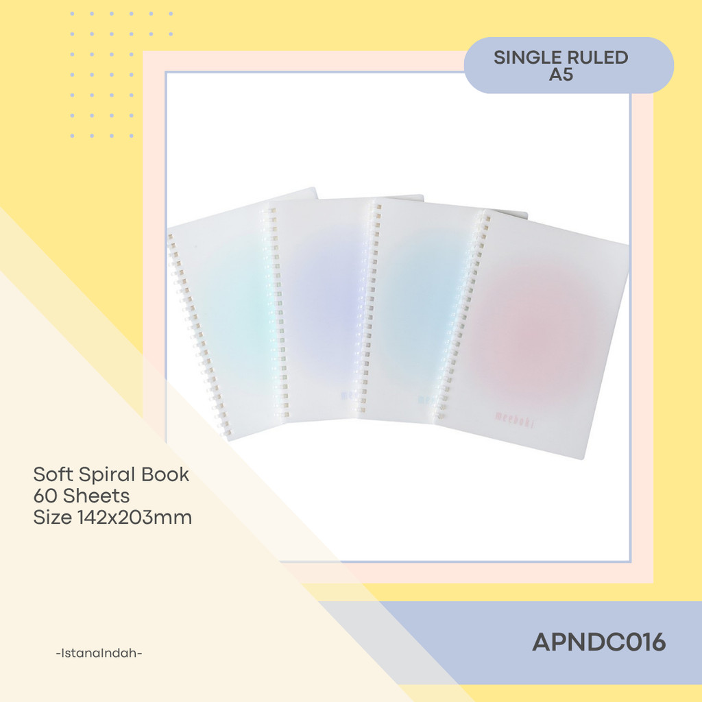 

M&G SOFT SIPRAL NOTEBOOK SINGLE RULED A5 (60 SHEETS) APNDC016 Ukuran 142x203mm - BUKU CATATAN