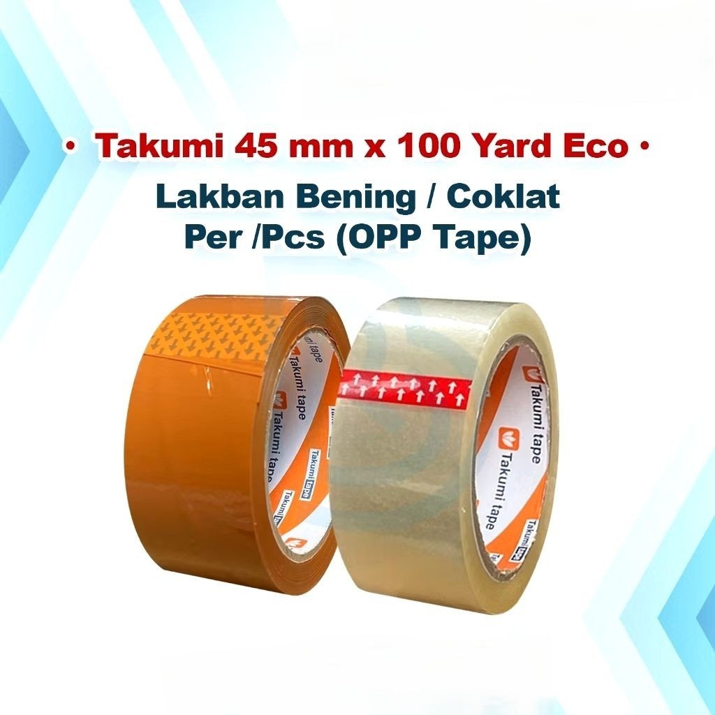 

GUMDROP - Lakban Bening Coklat TAKUMI 1 Pcs 45 mm 100 Yard Economis Tebal Termurah