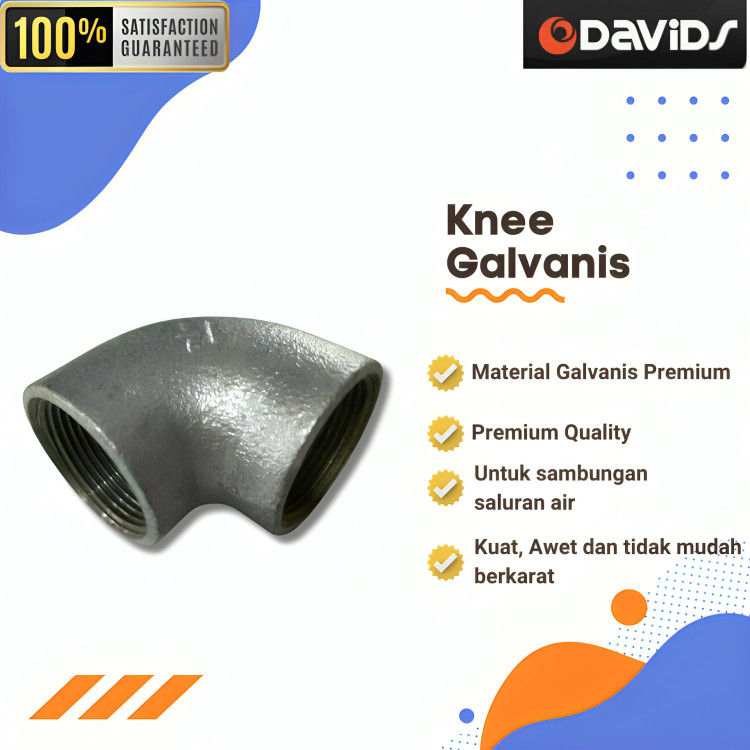 Knee Kni Elbow Sambungan Fitting Pipa Besi Galvanis 1/2 Inch