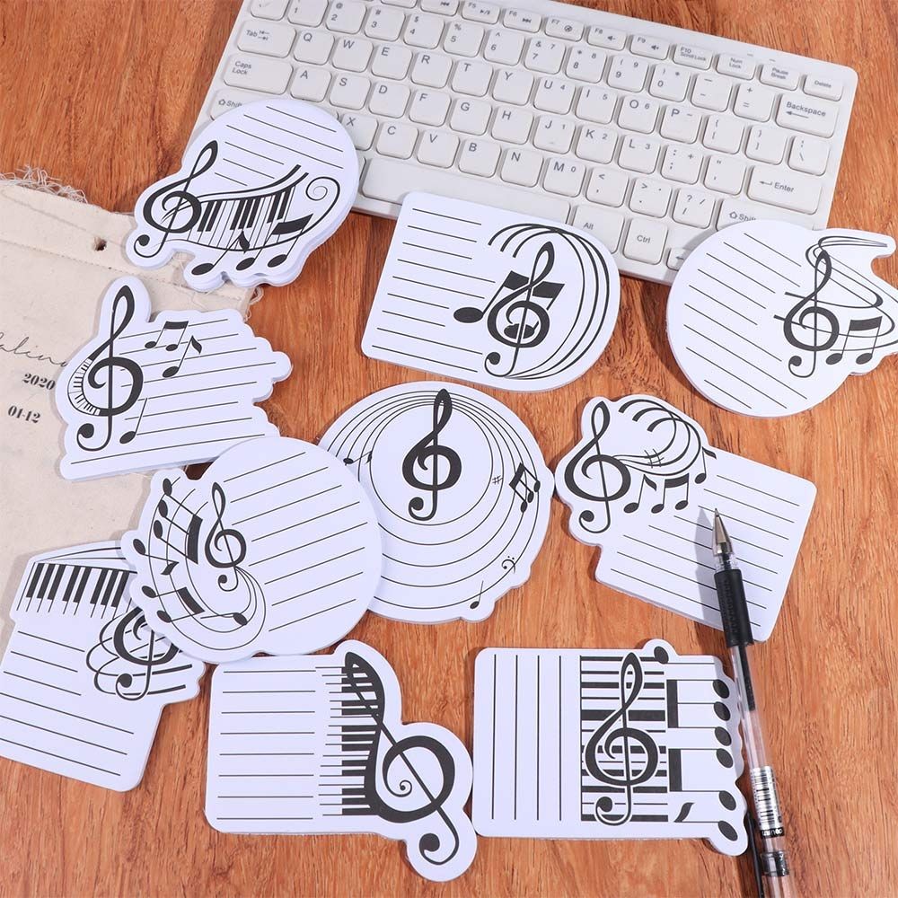

10Pcs/Set Self-adhesive Music Note Sticky Notes Various Music Shapes 30 Sheets/Book Music-themed Notepads Stationery Creativity