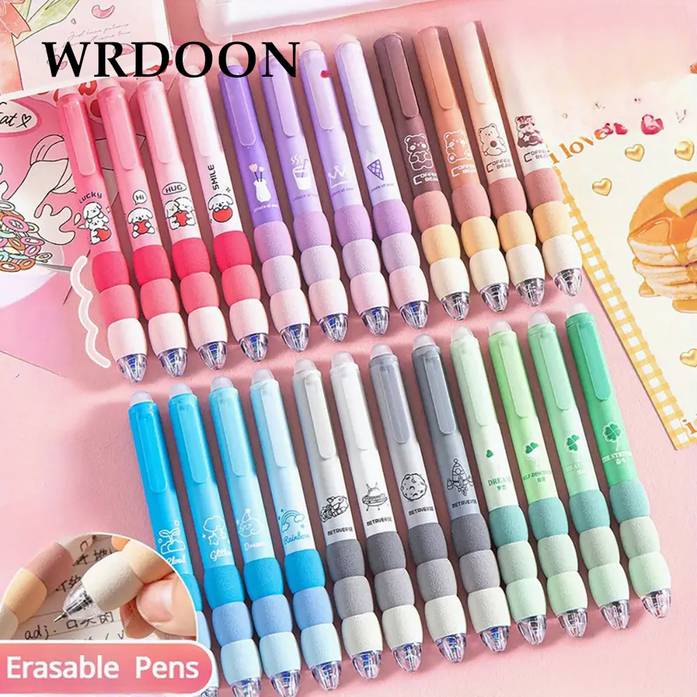 

4pcs Cute Cartoon Erasable Gel Pens Blue Ink 0.5mm Soft Grip Retractable Kawaii Stationery School Supplies Cute Pens